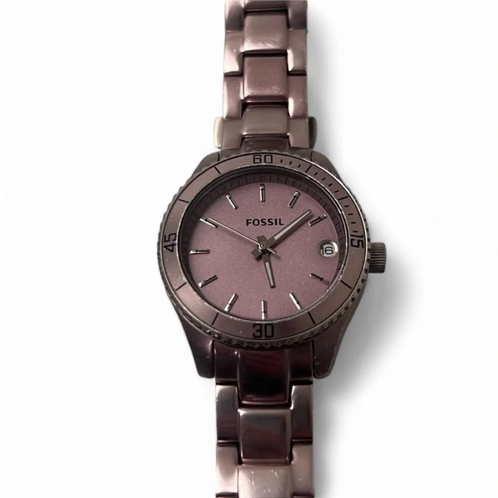 Fossil Stella Purple Silvertone Watch ES2903